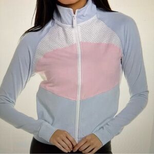 Alala Ace Zip Front Jacket Top Pink and Blue XS